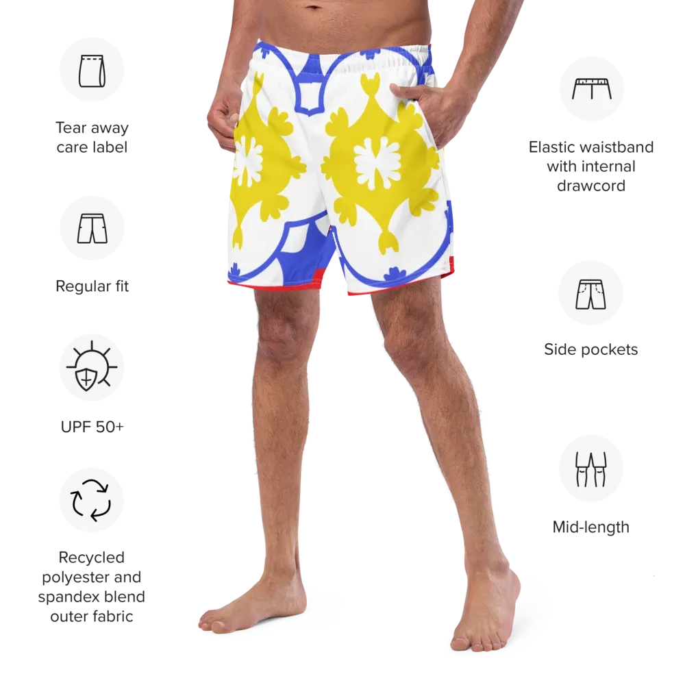 Eco-Friendly Geo Pattern Recycled Swim Trunks for Summer Fun