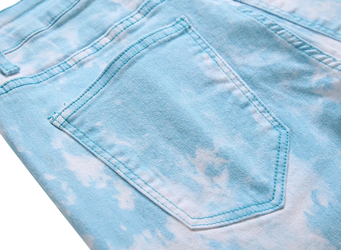 Blue Printed Men's Stretch Skinny Jeans for Comfort - Pylnam
