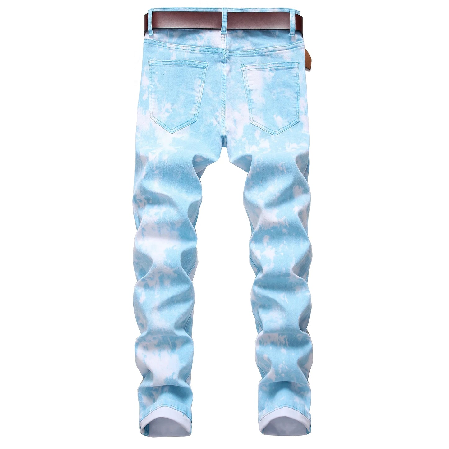 Blue Printed Men's Stretch Skinny Jeans for Comfort - Pylnam