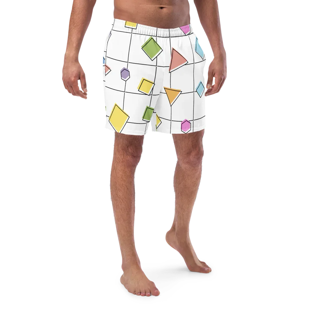 Shapes Print Recycled Swim Trunks for Summer Adventures