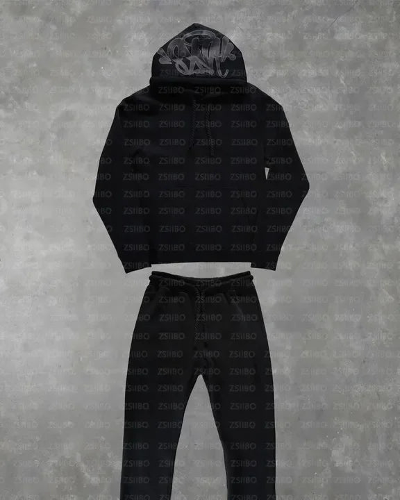 Y2k Trousers Casual Loose Cotton Printed Tracksuit Street Men Hoodies Straight Pants 2 Piece Set Hip Hop Sports Hooded Pullover - Pylnam