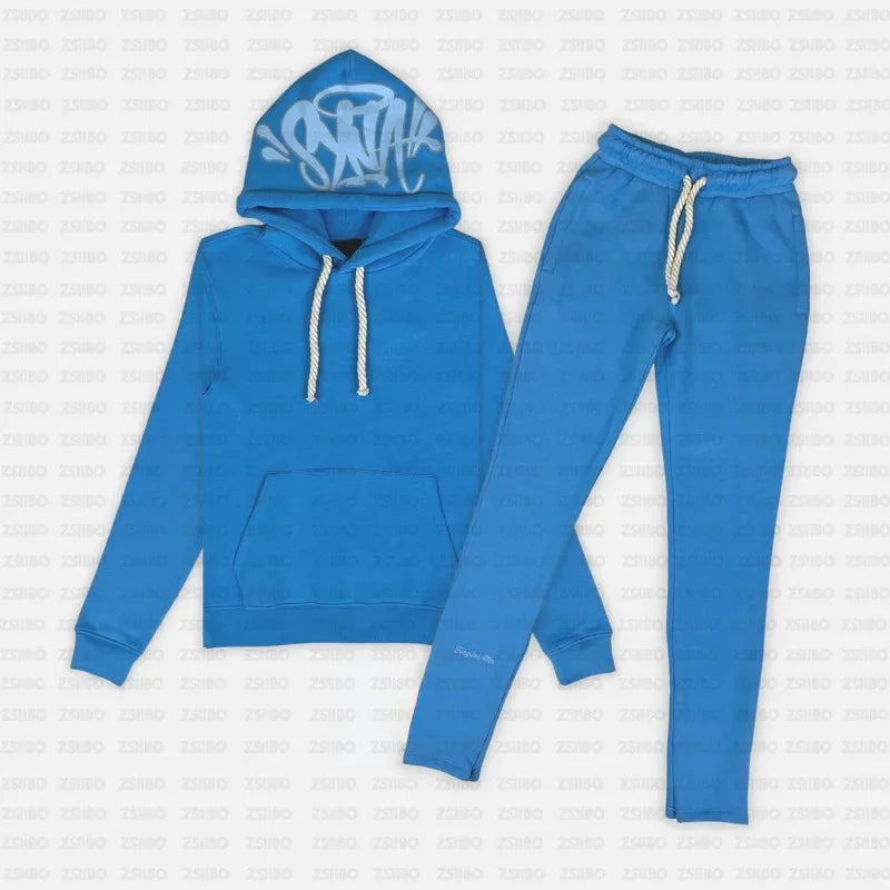 Y2k Trousers Casual Loose Cotton Printed Tracksuit Street Men Hoodies Straight Pants 2 Piece Set Hip Hop Sports Hooded Pullover - Pylnam