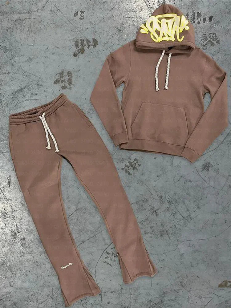Y2k Trousers Casual Loose Cotton Printed Tracksuit Street Men Hoodies Straight Pants 2 Piece Set Hip Hop Sports Hooded Pullover - Pylnam