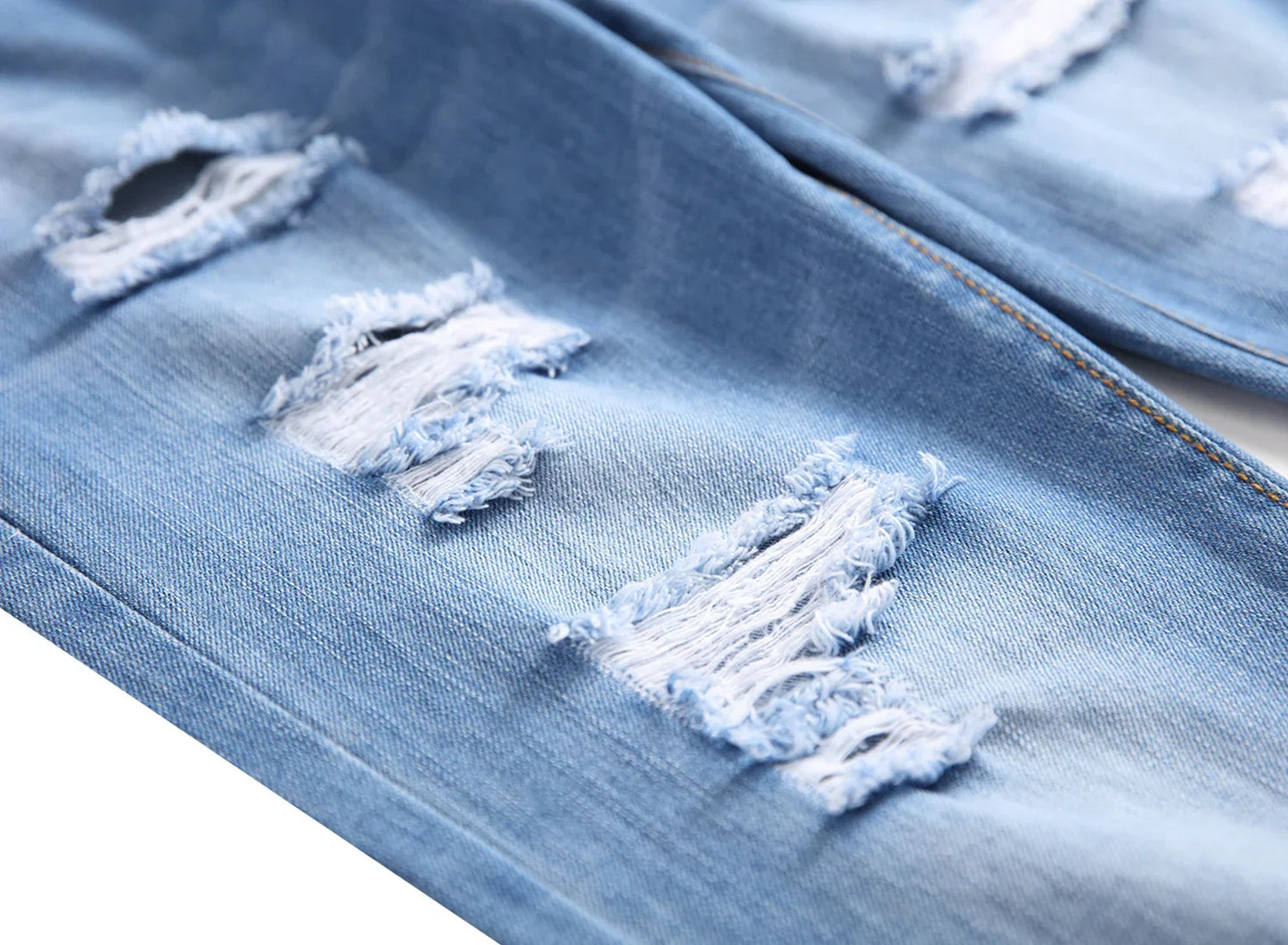 Men's Distressed Light Blue Jeans for Stylish Comfort - Pylnam