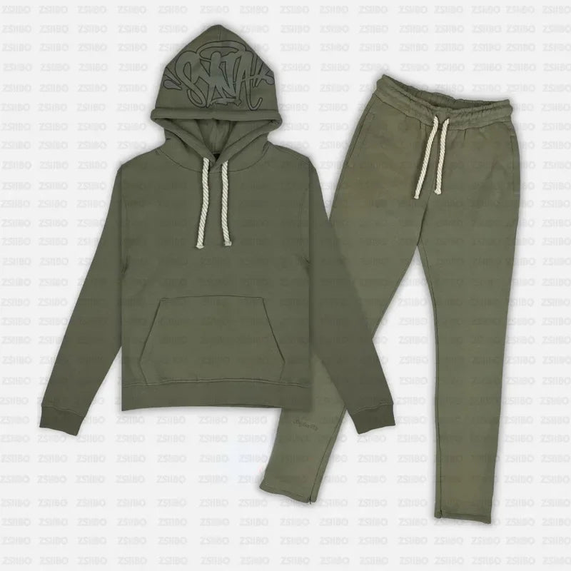 Y2k Trousers Casual Loose Cotton Printed Tracksuit Street Men Hoodies Straight Pants 2 Piece Set Hip Hop Sports Hooded Pullover - Pylnam