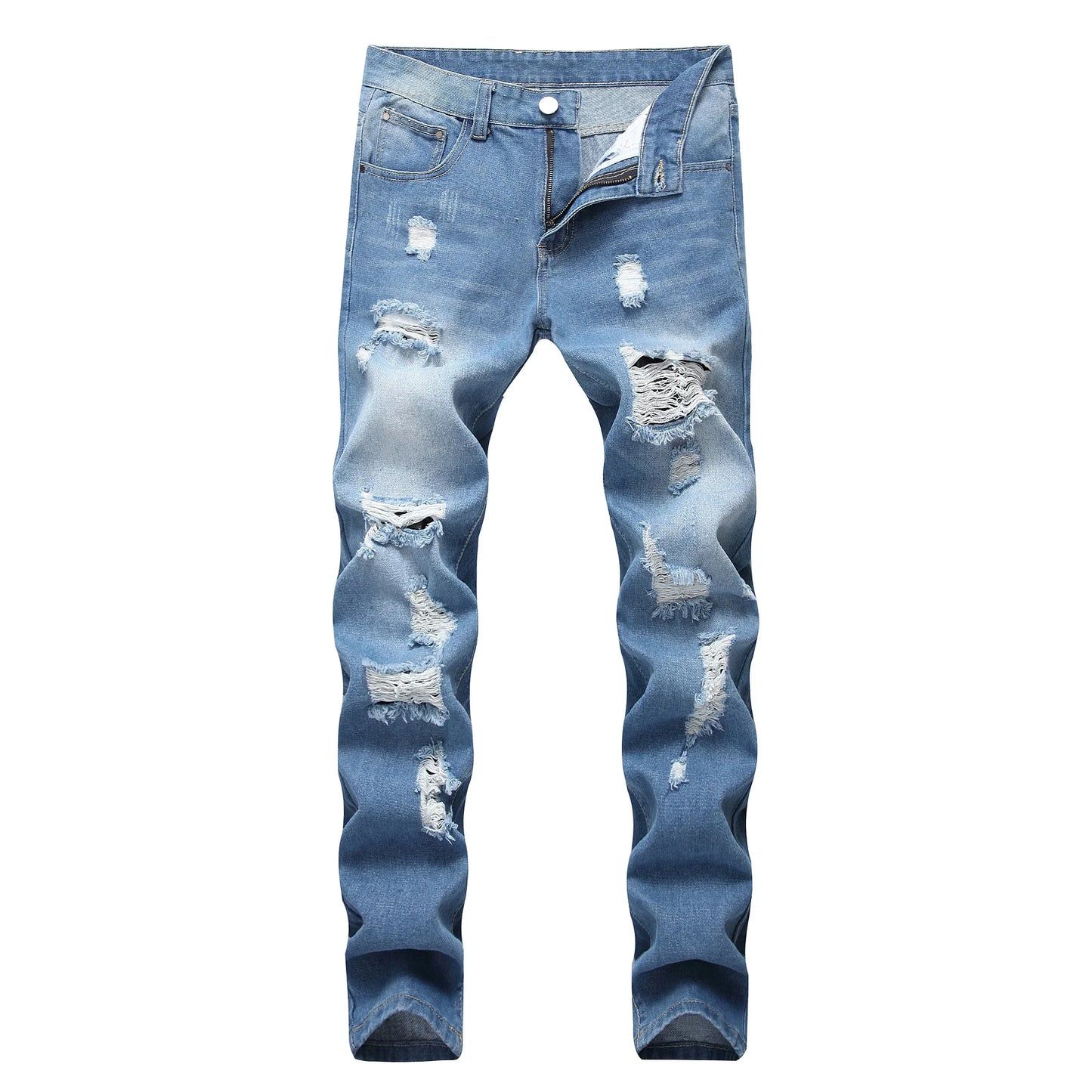 Men's Denim Jeans Ripped Straight Fit Jeans for Men Casual party cowboy long pants 403 - Pylnam