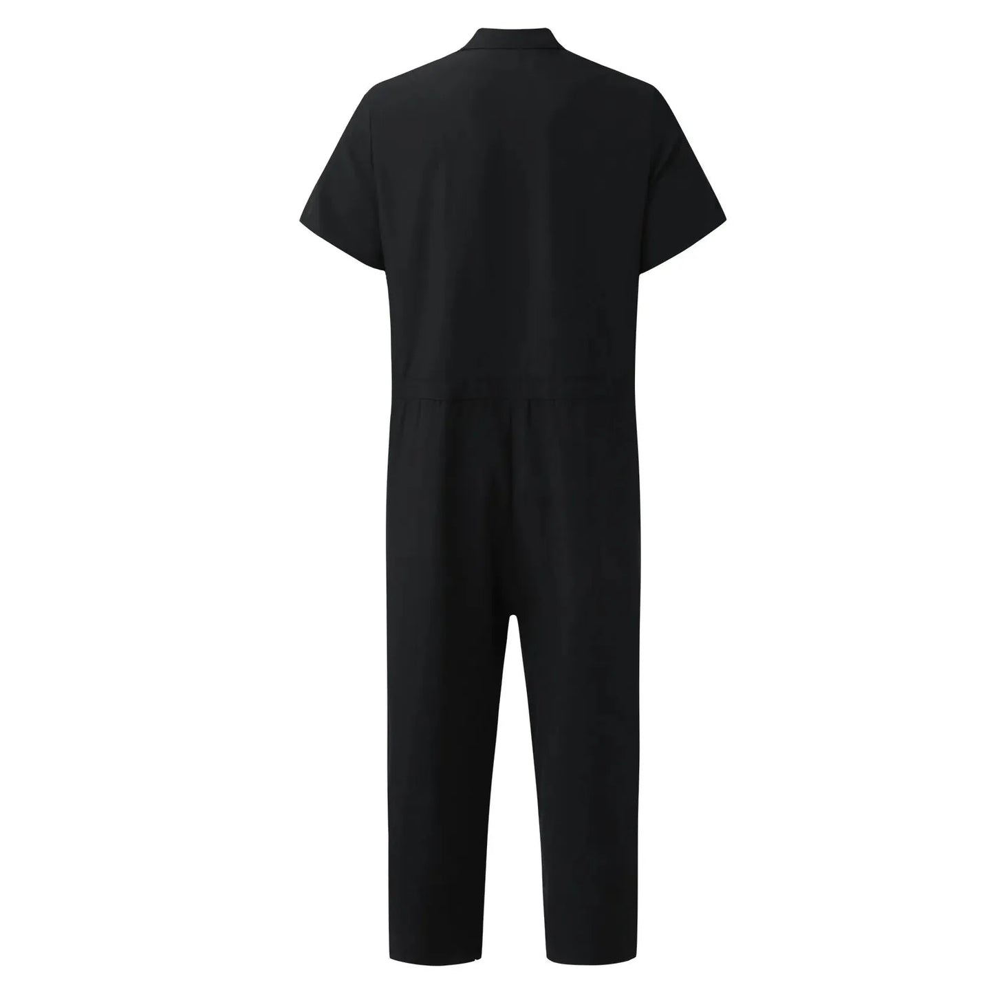 Men Summer Lightweight Jumpsuit Comfortable Lapel Solid Jumpsuits Casual Short Sleeve Olive Linen Pants Cool Breathable Pants - Pylnam
