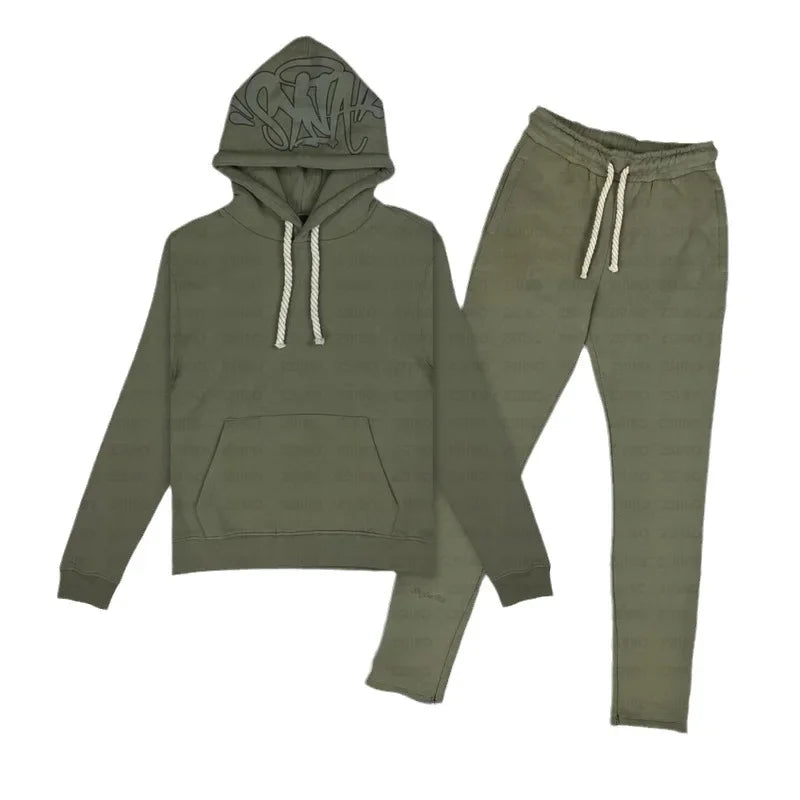 Y2k Trousers Casual Loose Cotton Printed Tracksuit Street Men Hoodies Straight Pants 2 Piece Set Hip Hop Sports Hooded Pullover - Pylnam