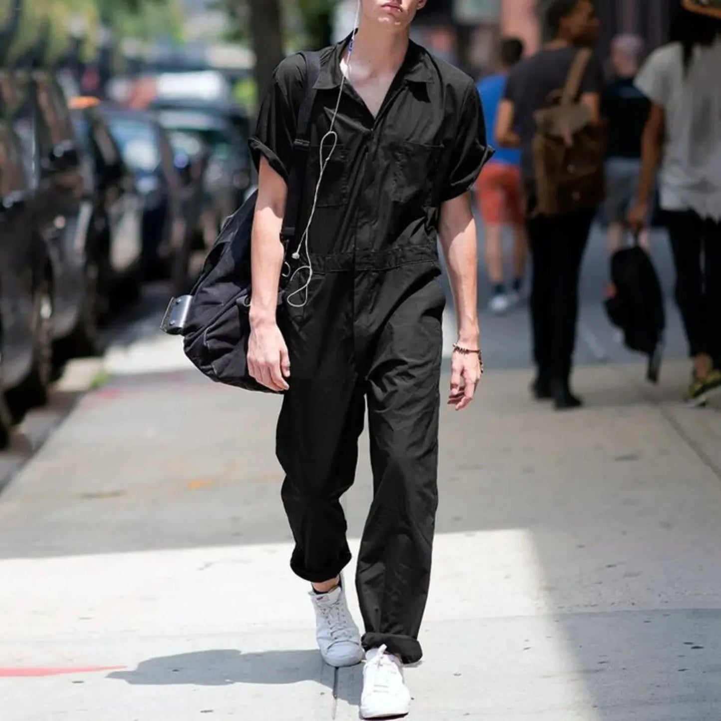 Men Summer Lightweight Jumpsuit Comfortable Lapel Solid Jumpsuits Casual Short Sleeve Olive Linen Pants Cool Breathable Pants - Pylnam