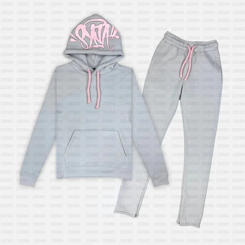 Y2k Trousers Casual Loose Cotton Printed Tracksuit Street Men Hoodies Straight Pants 2 Piece Set Hip Hop Sports Hooded Pullover - Pylnam