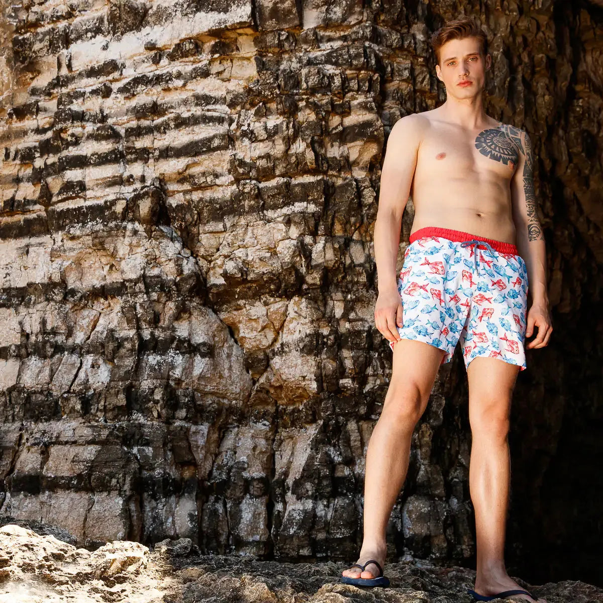 Men's Swim Trunks with Marine Design and Quick-Dry Fabric for Active Water Sports