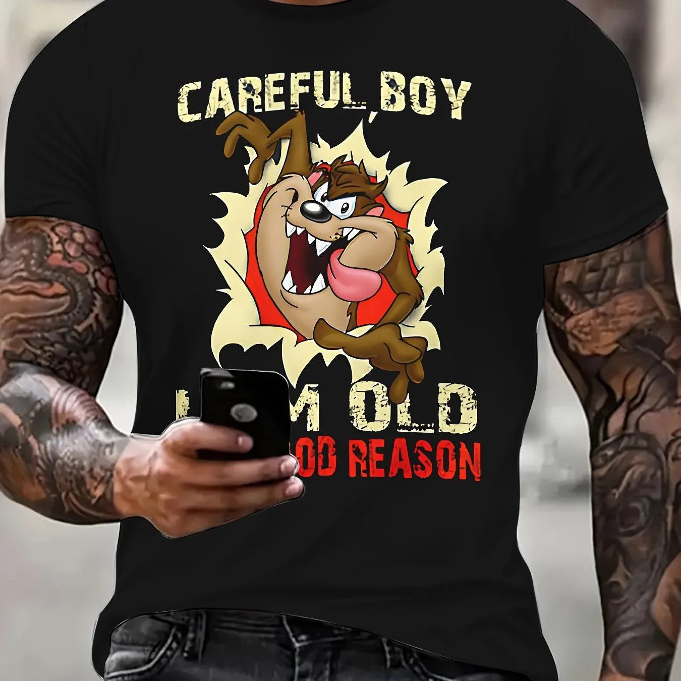 Men's Squirrel Printed T-shirt - Casual Round Neck, Short Sleeve, Summer Outdoor Shirt, Breathable Polyester Fiber - Pylnam