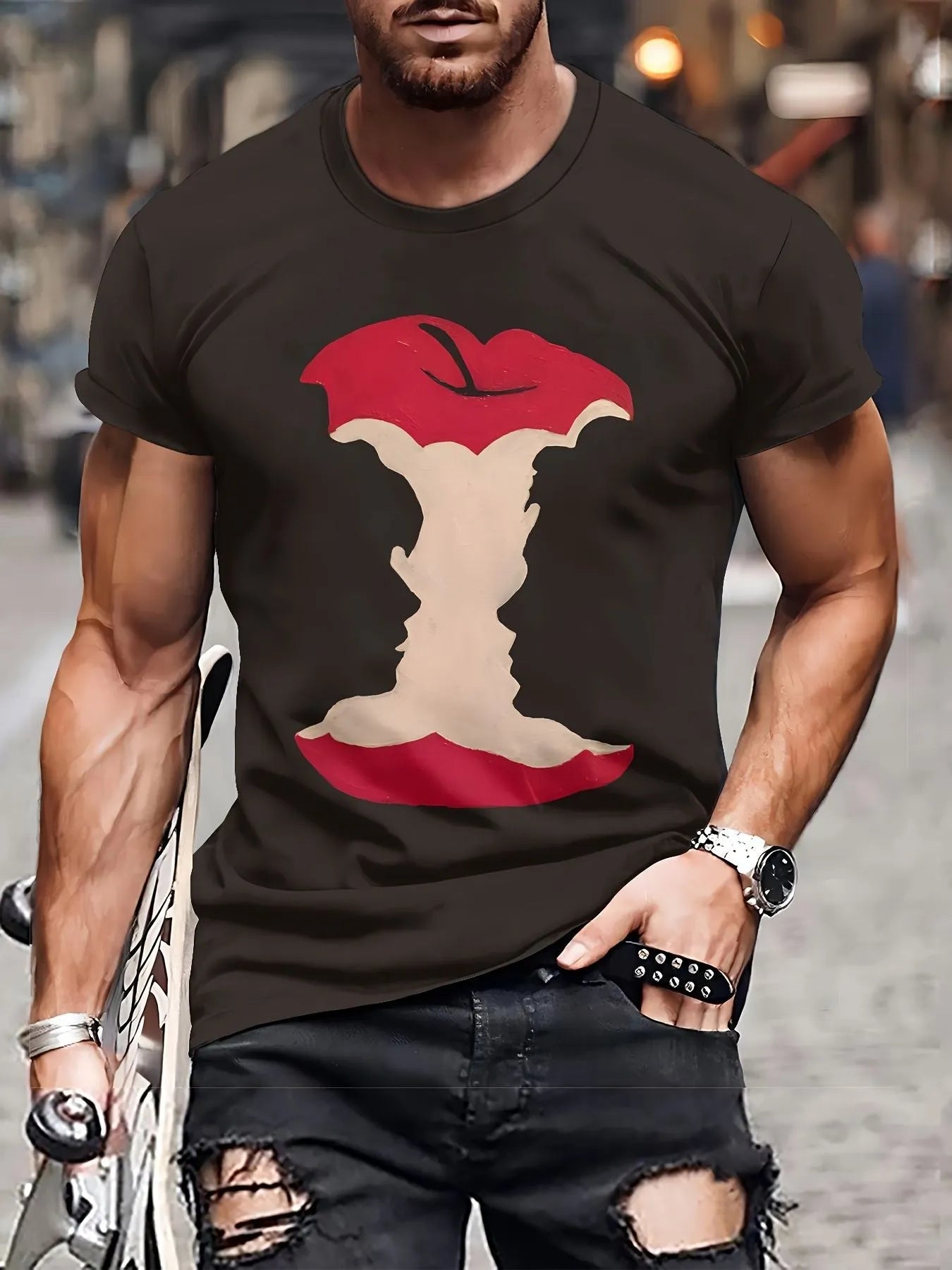 Fashionable Men's 3D Printed T-shirt - Made Of Soft And Breathable Polyester Fabric, Machine Washable, Round Neck Design, Comfortable And Casual Wear - Suitable For Daily Activities - Pylnam