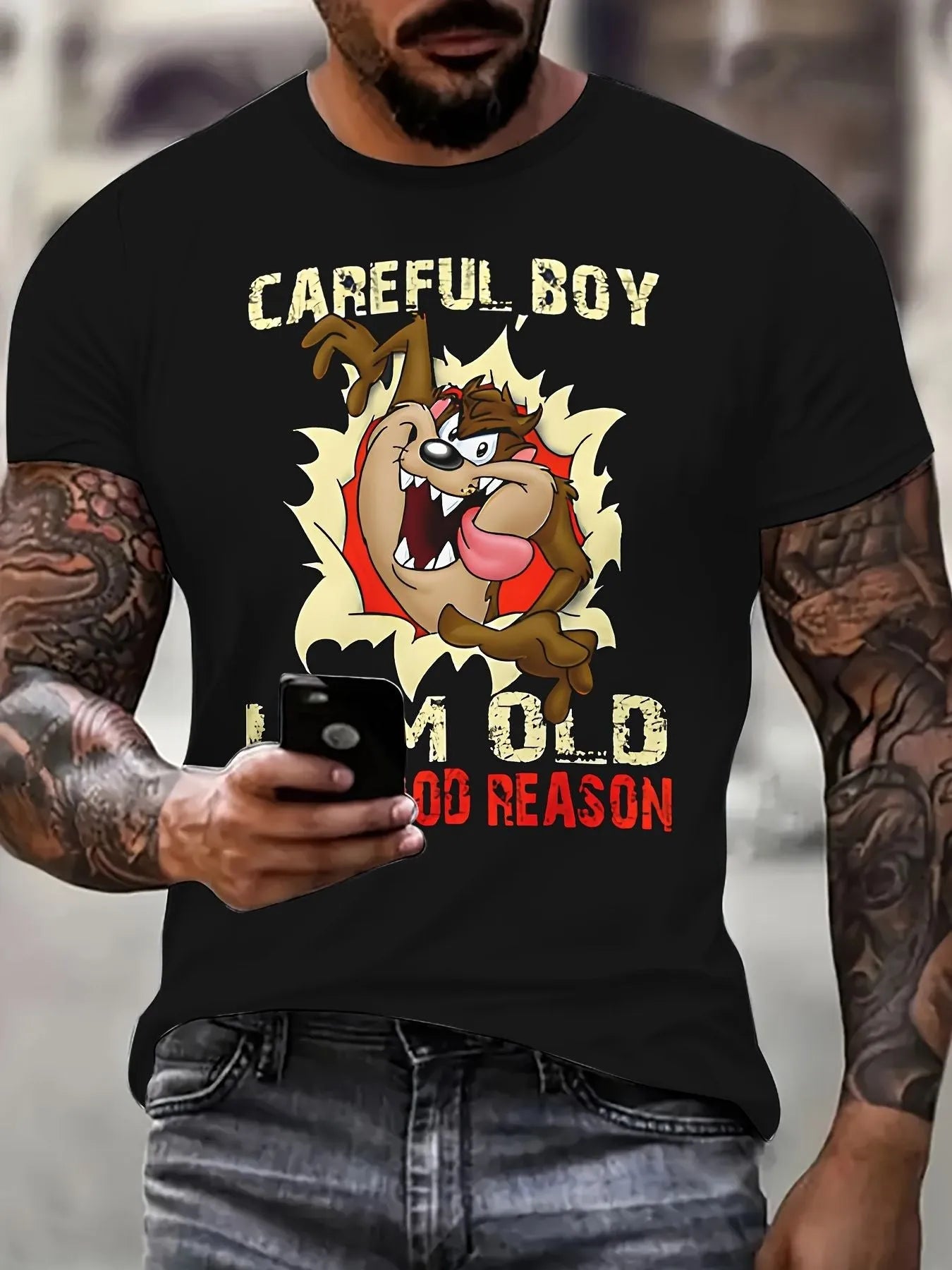 Men's Squirrel Printed T-shirt - Casual Round Neck, Short Sleeve, Summer Outdoor Shirt, Breathable Polyester Fiber - Pylnam