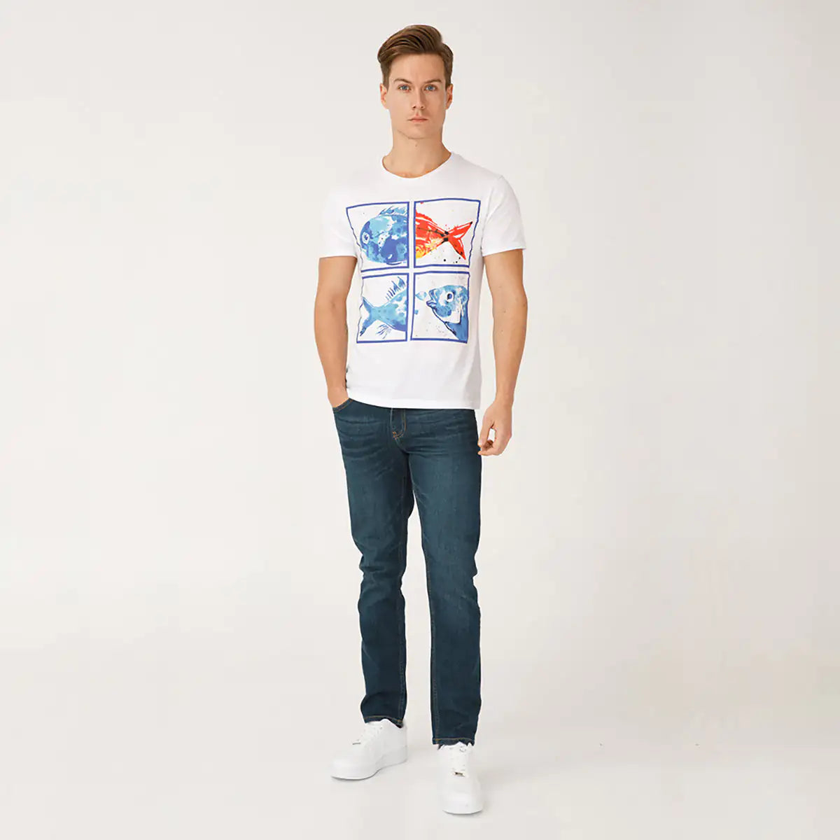 Aquatic Bliss Crew Neck T-Shirt for Stylish Comfort