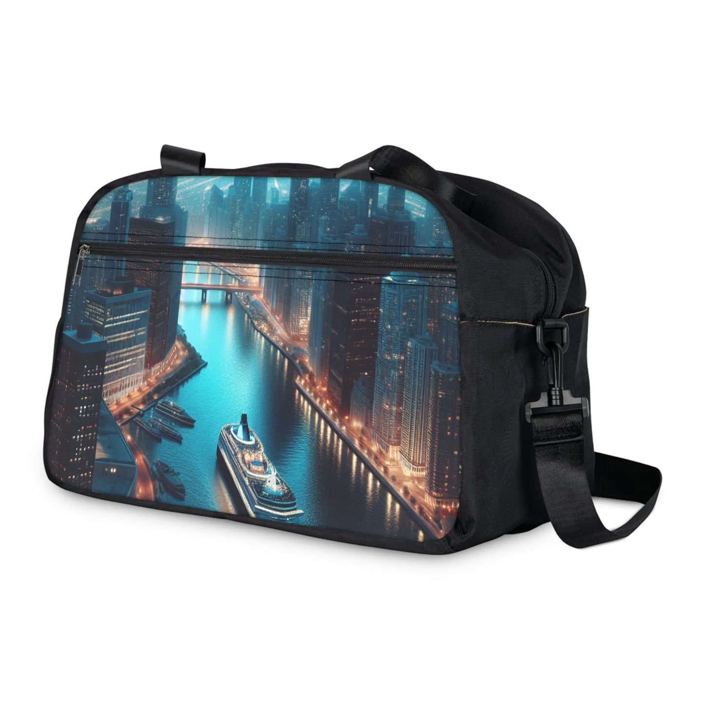 Adventure-Ready Fitness Tote with Vibrant Cityscape Design