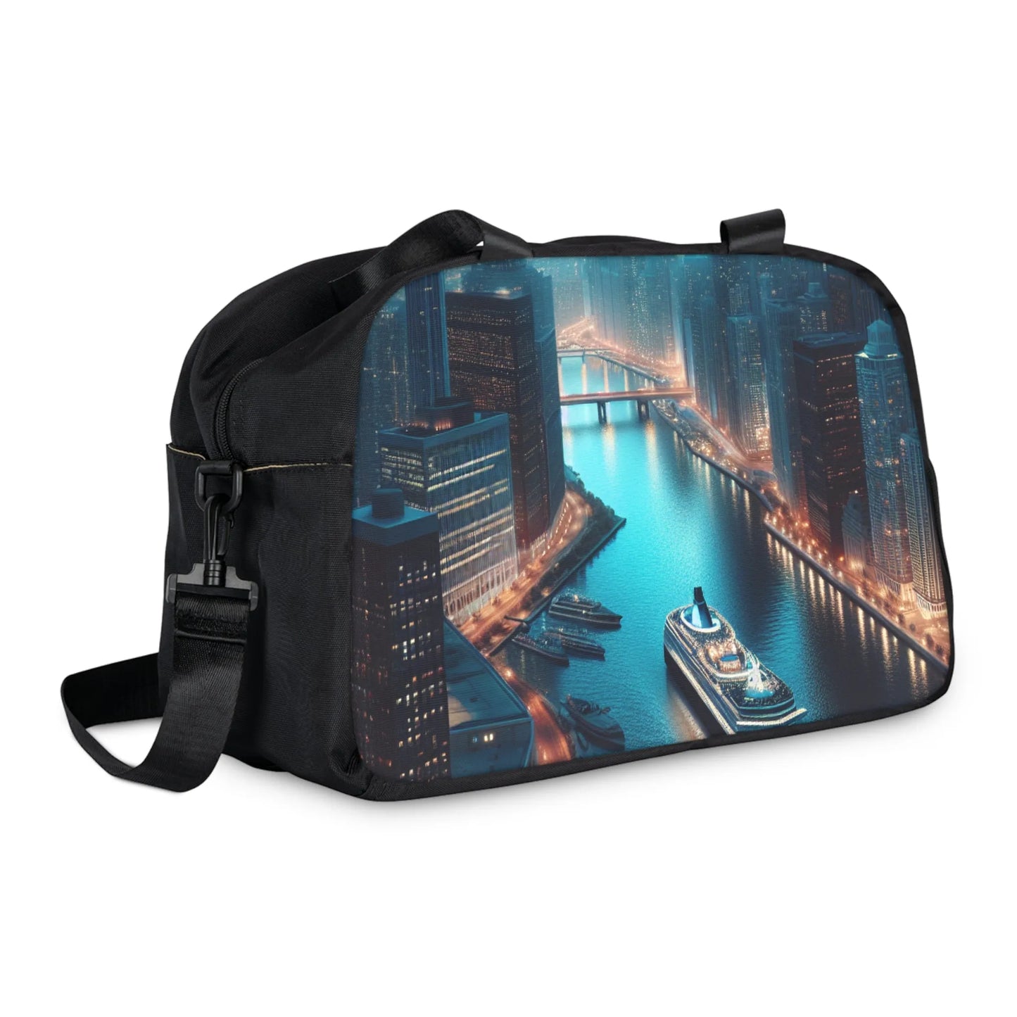 Adventure-Ready Fitness Tote with Vibrant Cityscape Design