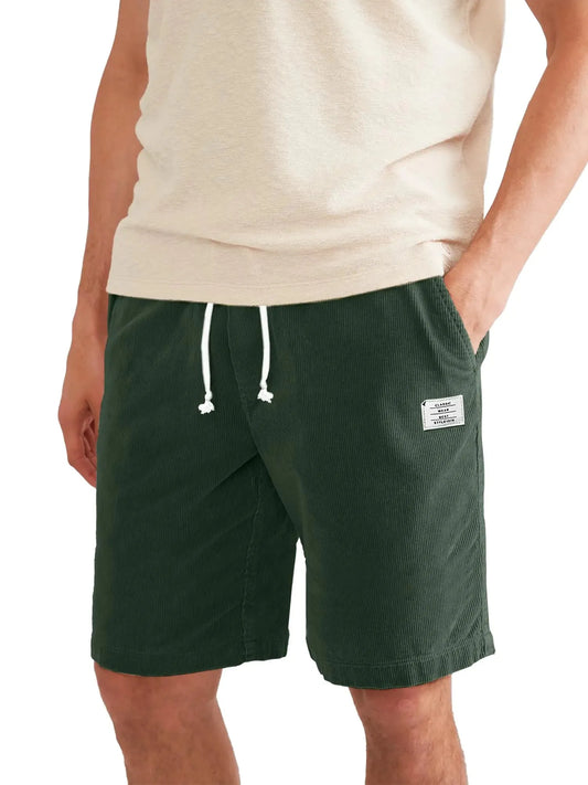 Men's Comfy Corduroy Shorts - Dark Green for All-Day Style