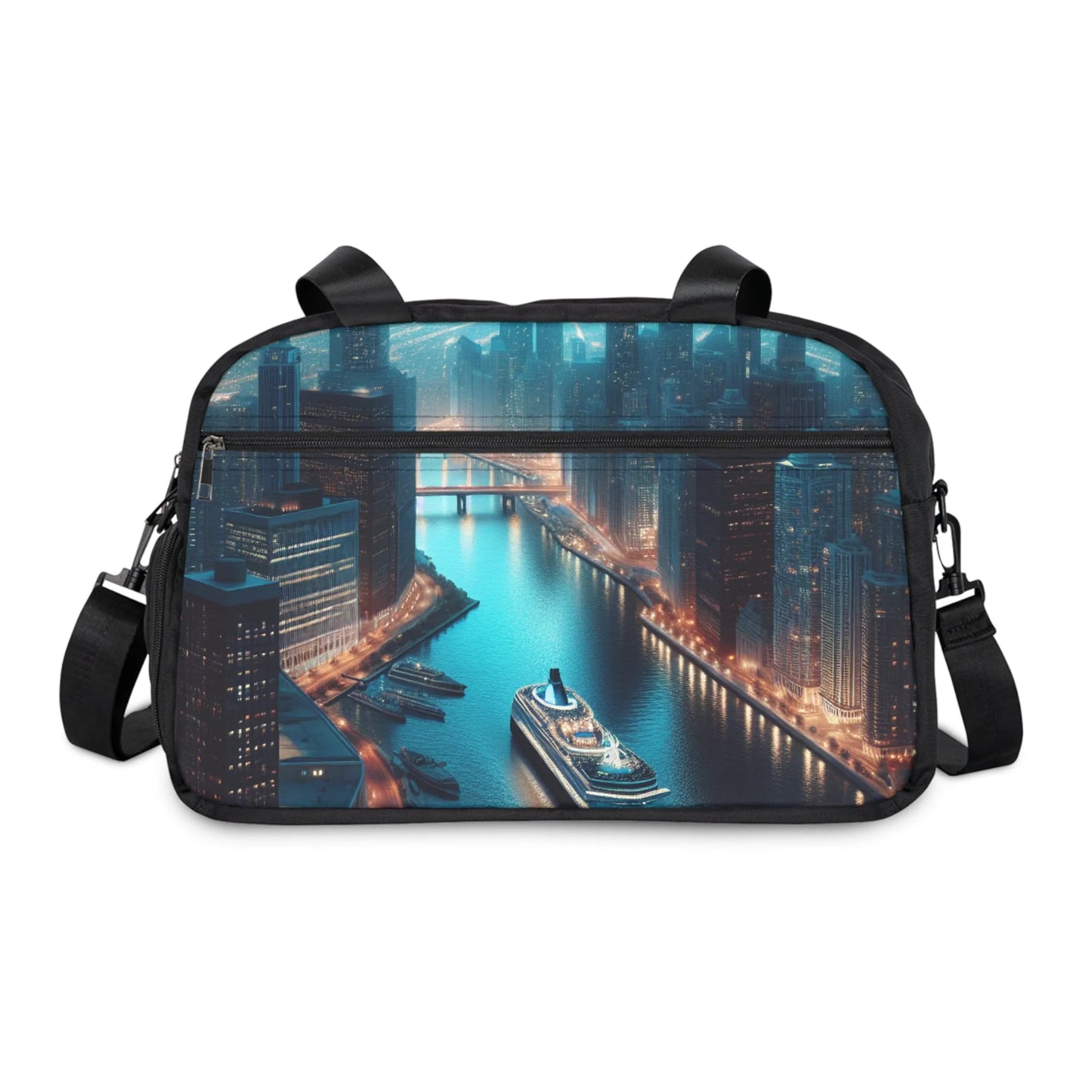 Adventure-Ready Fitness Tote with Vibrant Cityscape Design