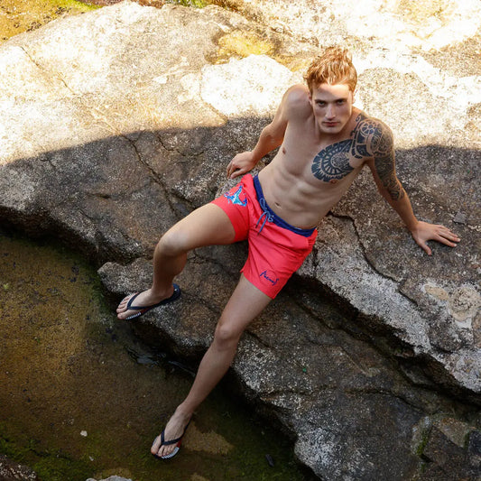 Men's Quick-Dry Marine Style Swim Trunks for Active Beachwear