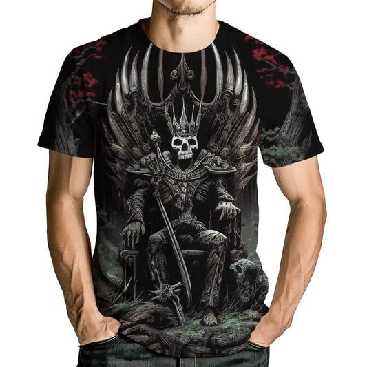 Men's Cool Skull Tee - 3D Skeleton Graphic Shirt, Black