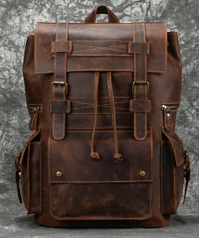 Timeless Rustic Leather High-Capacity Backpack for Adventurous Souls