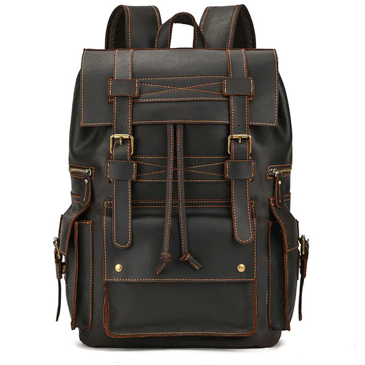 Timeless Rustic Leather High-Capacity Backpack for Adventurous Souls