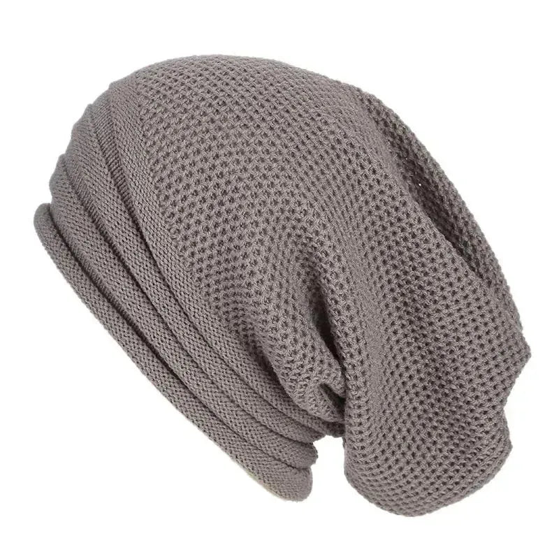 Oversized Wool Knitted Beanie Hat for Men and Women - Warm Slouchy Winter Cap for Skiing - Pylnam