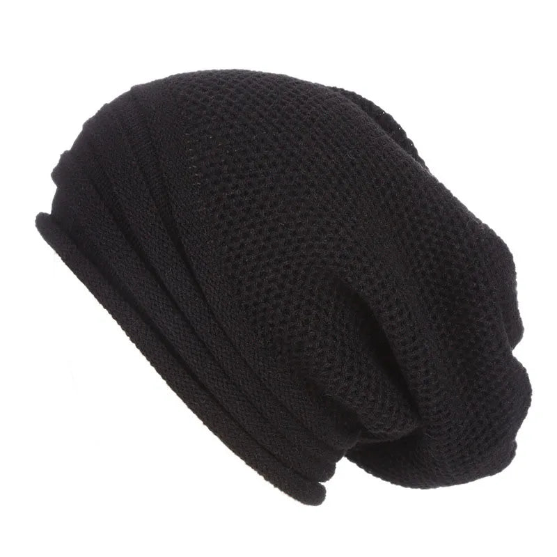 Oversized Wool Knitted Beanie Hat for Men and Women - Warm Slouchy Winter Cap for Skiing - Pylnam