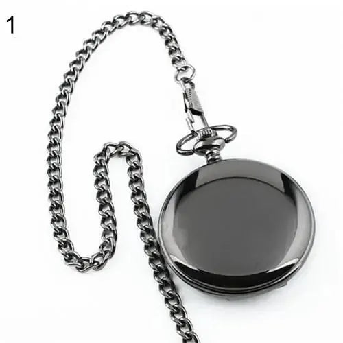 Retro Vintage Men Steampunk Smooth Surface Pendant Chain Classic Pocket Watch - Pylnam