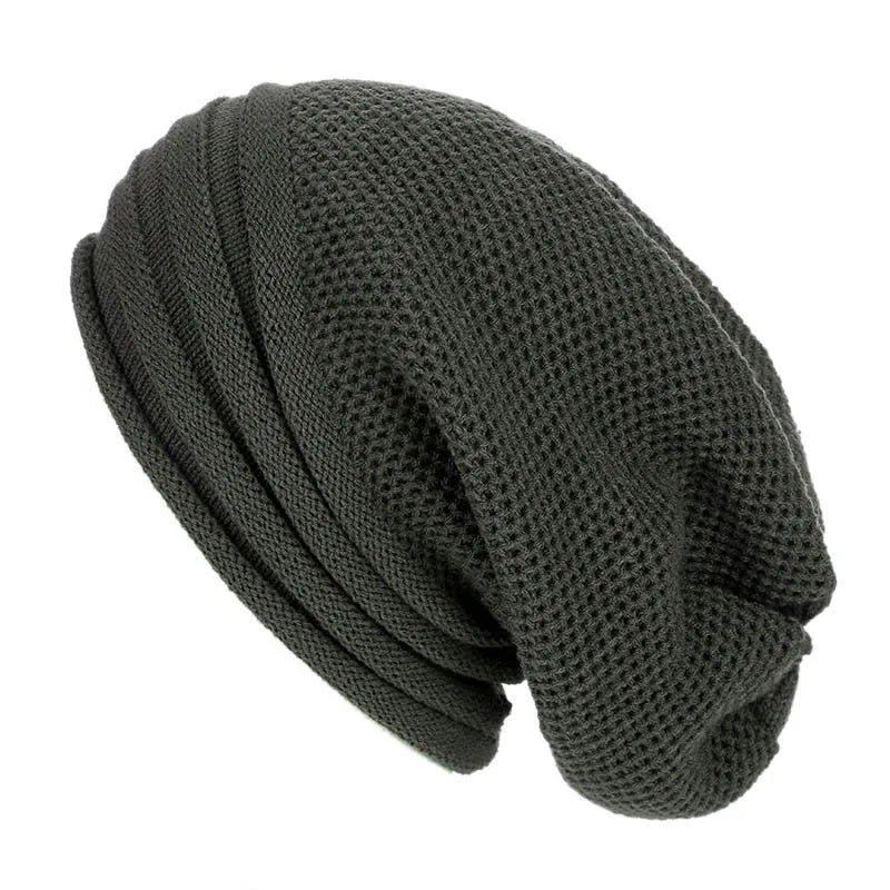 Oversized Wool Knitted Beanie Hat for Men and Women - Warm Slouchy Winter Cap for Skiing - Pylnam