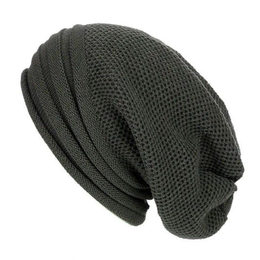 Oversized Wool Knitted Beanie Hat for Men and Women - Warm Slouchy Winter Cap for Skiing - Pylnam