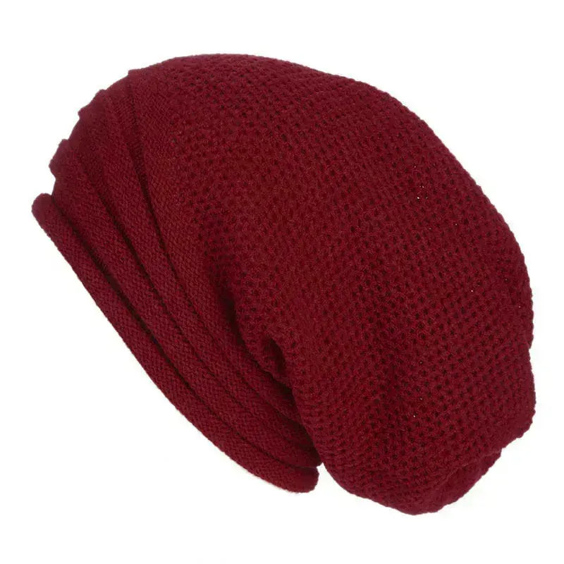 Oversized Wool Knitted Beanie Hat for Men and Women - Warm Slouchy Winter Cap for Skiing - Pylnam