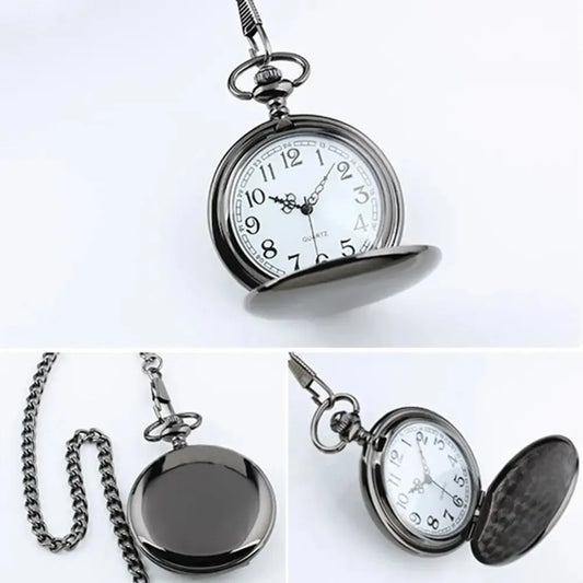 Retro Vintage Men Steampunk Smooth Surface Pendant Chain Classic Pocket Watch - Pylnam