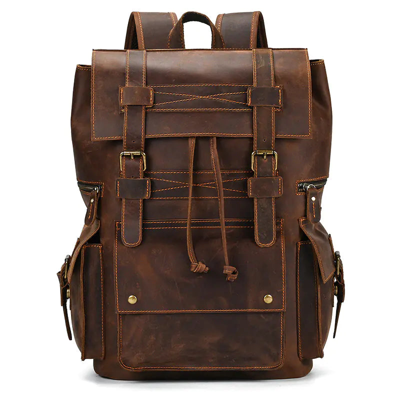 Timeless Rustic Leather High-Capacity Backpack for Adventurous Souls