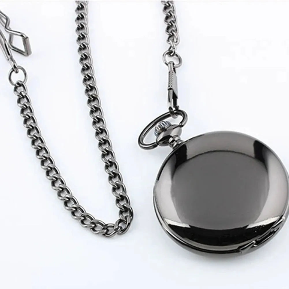 Retro Vintage Men Steampunk Smooth Surface Pendant Chain Classic Pocket Watch - Pylnam