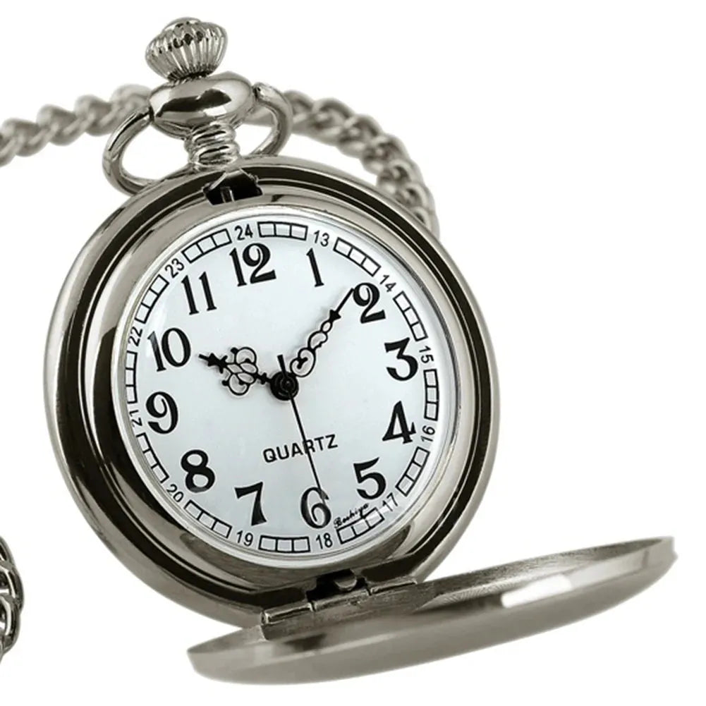 Retro Vintage Men Steampunk Smooth Surface Pendant Chain Classic Pocket Watch - Pylnam