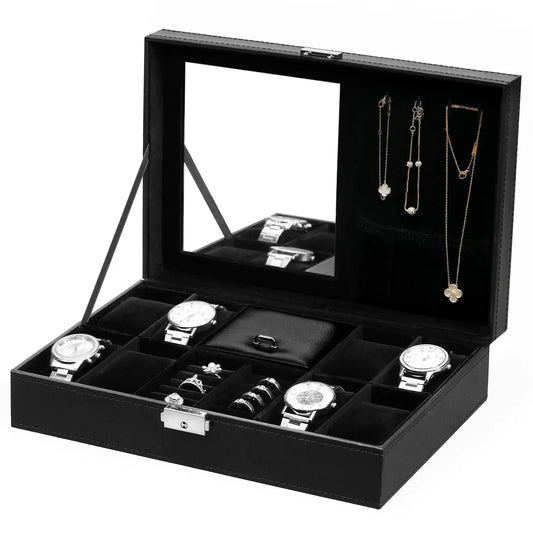 8-Slot Luxury PU Leather Watch Case - Pylnam