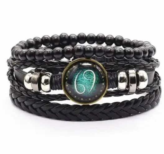 Charming Rustic Leather Zodiac Bracelet for Stylish Identity