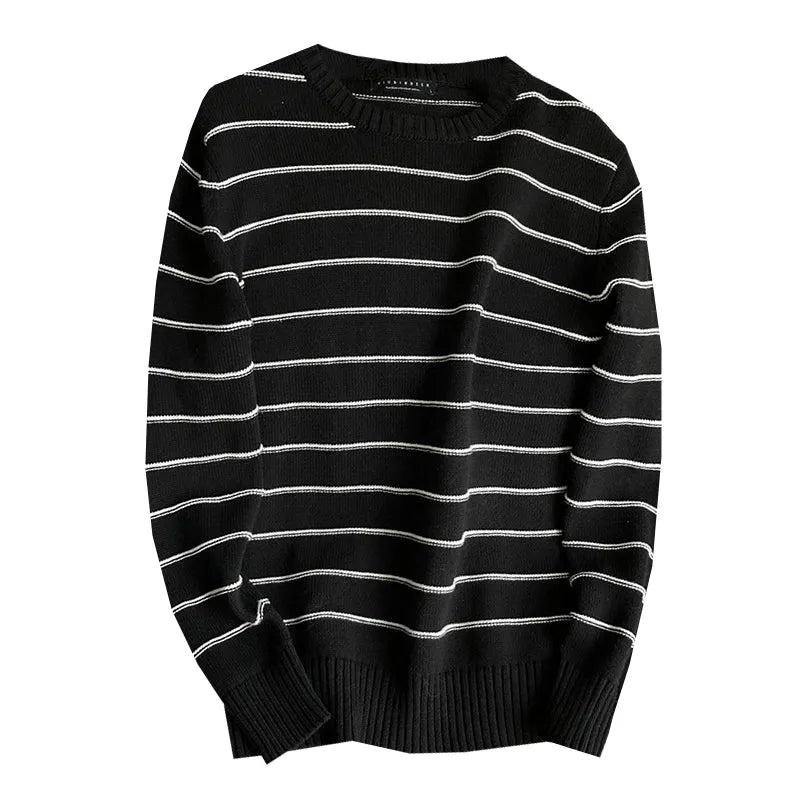 Trendy Striped Cotton Knit Sweater: Effortless Style for Every Occasion