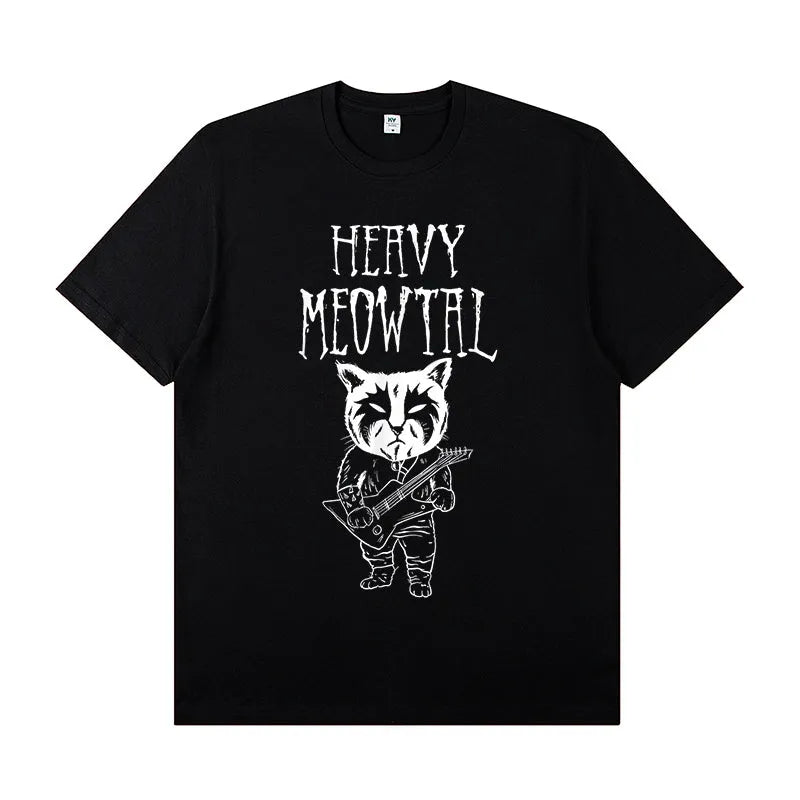 Purrfectly Rockin' Meowtal Guitar Tee for Cat Enthusiasts!