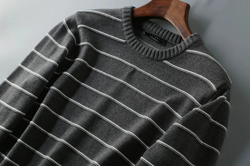 Trendy Striped Cotton Knit Sweater: Effortless Style for Every Occasion