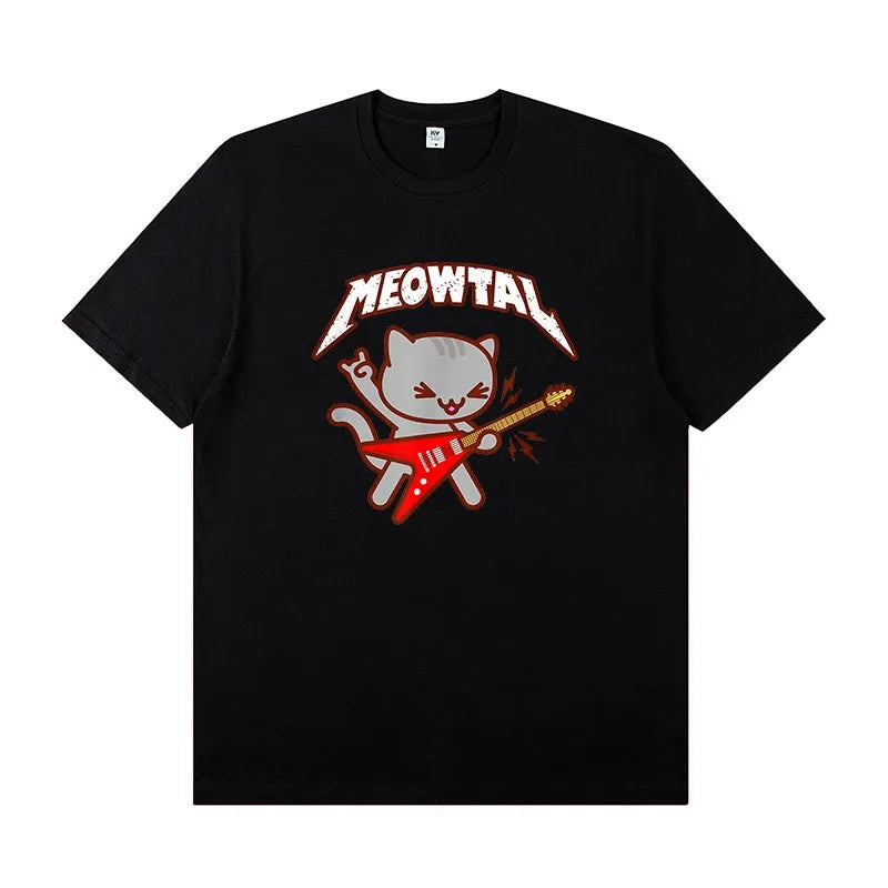 Purrfectly Rockin' Meowtal Guitar Tee for Cat Enthusiasts!