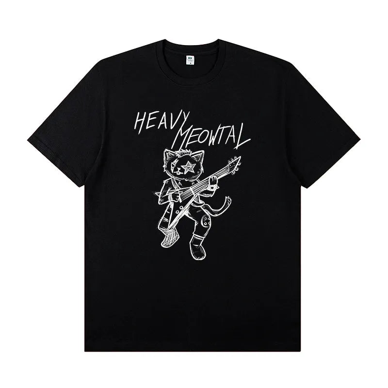 Purrfectly Rockin' Meowtal Guitar Tee for Cat Enthusiasts!