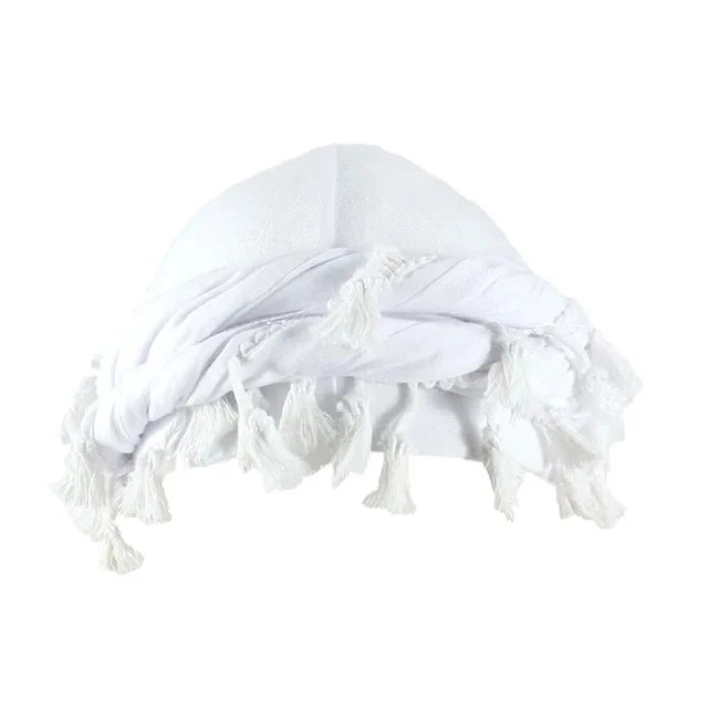 Unisex Cotton Bandana Beanie Cap with Punk Burr Trim and Twisted Tail Fringe - Casual Solid Color Docker Hat for All Seasons 2024 - Pylnam