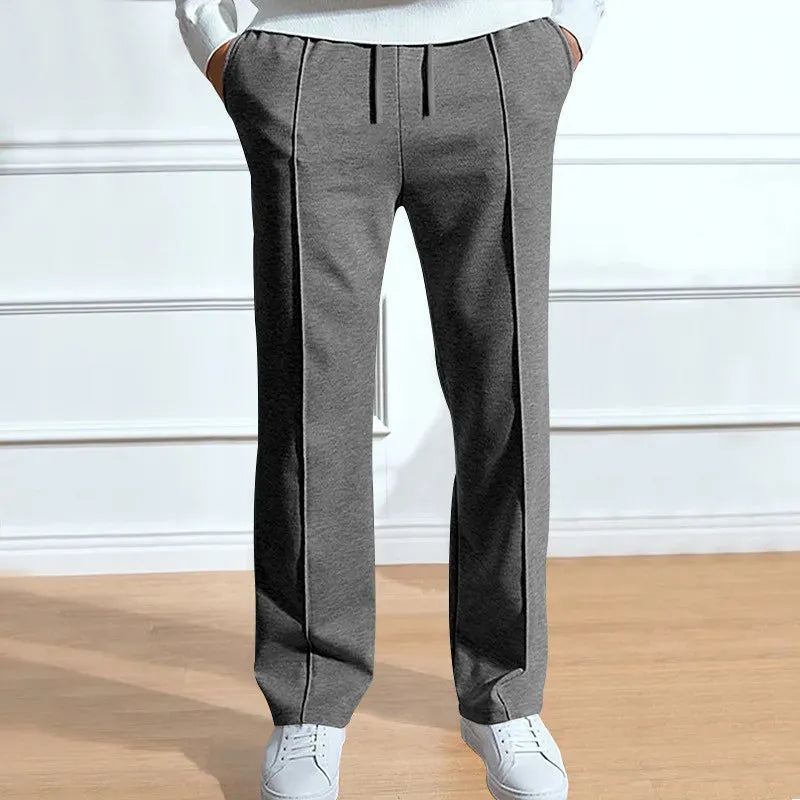 Men's Knitting Sports Pants Autumn Minimalist Style Breath Comfy Loose Wide Leg Cotton Trousers Lightweight Straight Leg Pants - Pylnam