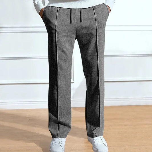 Men's Knitting Sports Pants Autumn Minimalist Style Breath Comfy Loose Wide Leg Cotton Trousers Lightweight Straight Leg Pants - Pylnam
