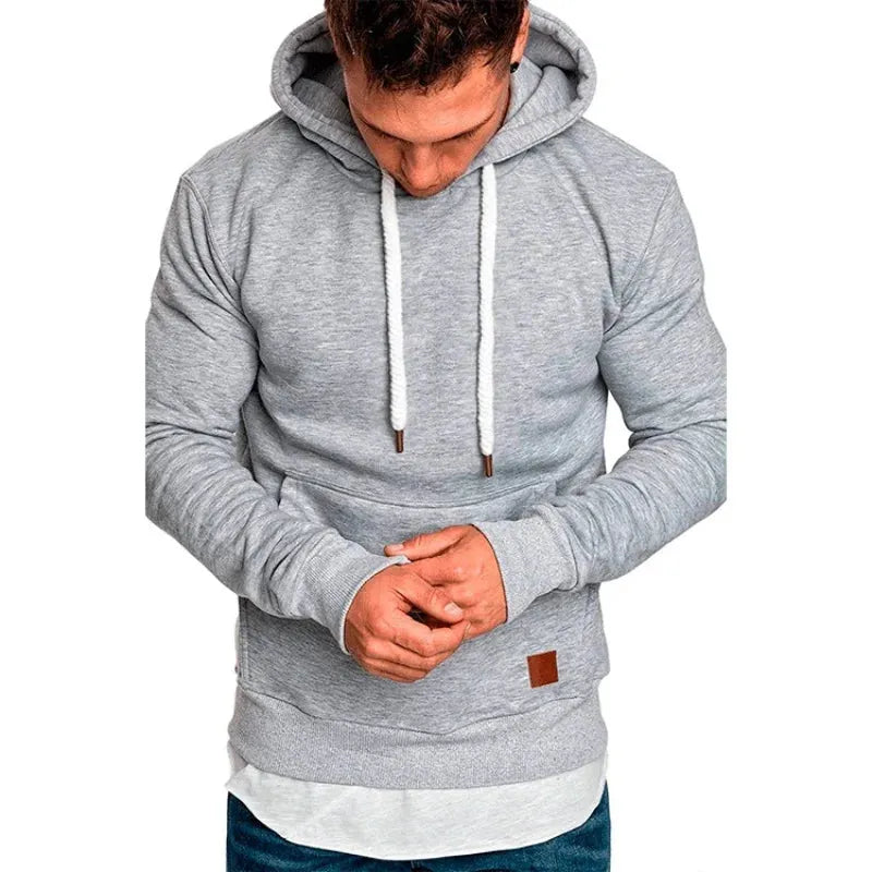 Autumn and winter fashion men's hoodie large size solid color pullover home casual walking hoodie - Pylnam