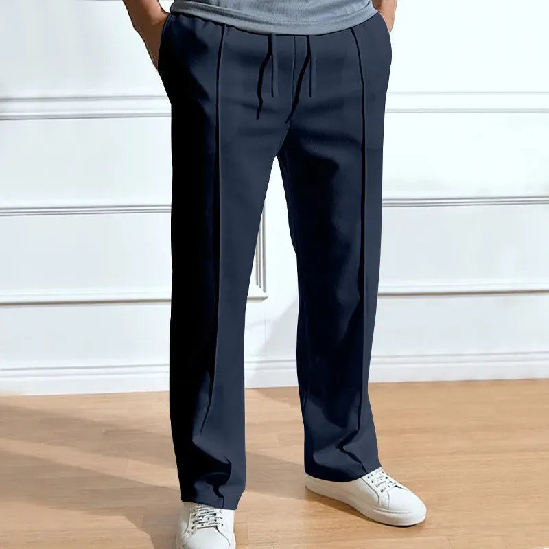 Men's Knitting Sports Pants Autumn Minimalist Style Breath Comfy Loose Wide Leg Cotton Trousers Lightweight Straight Leg Pants - Pylnam