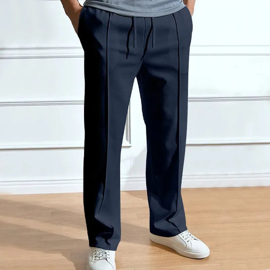 Men's Knitting Sports Pants Autumn Minimalist Style Breath Comfy Loose Wide Leg Cotton Trousers Lightweight Straight Leg Pants - Pylnam